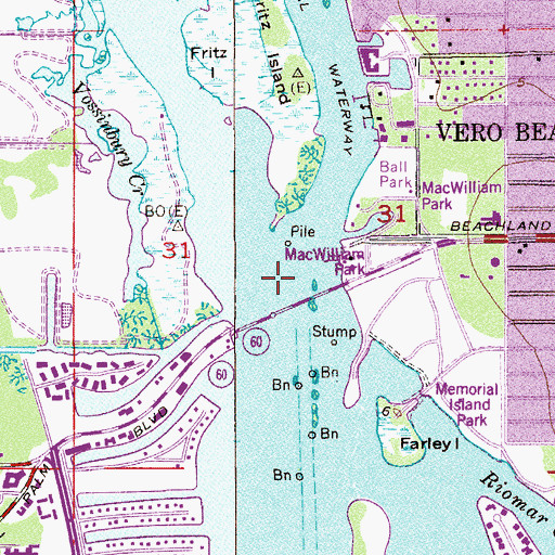 Topographic Map of Merril P Barber Bridge, FL