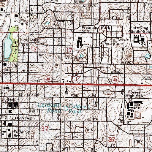 Topographic Map of Oakmont School, FL