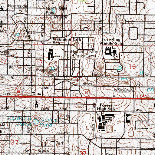 Topographic Map of Oak Griner Christian School, FL