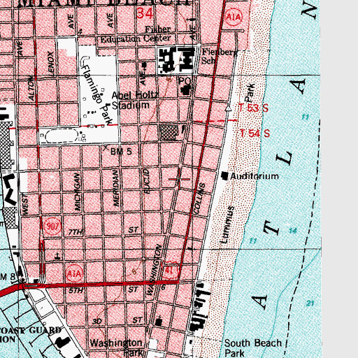 Topographic Map of Lehrman Day School of Temple Emanu-el, FL