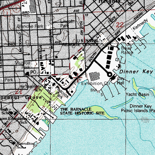 Topographic Map of Myres Bayside Park, FL