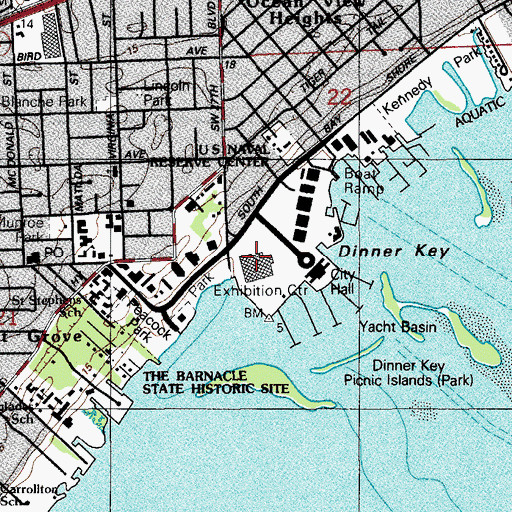 Topographic Map of Coconut Grove Convention Center, FL