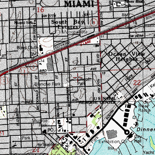 Topographic Map of Lincoln Park, FL