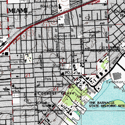 Topographic Map of Monroe Park, FL