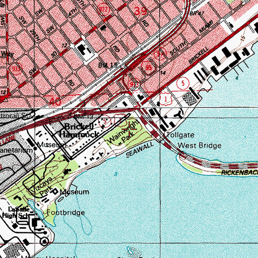 Topographic Map of Vizcaya Park, FL