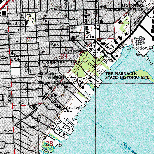 Topographic Map of Ransom Everglades School, FL