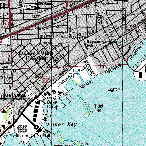 Topographic Map of Kennedy Park, FL