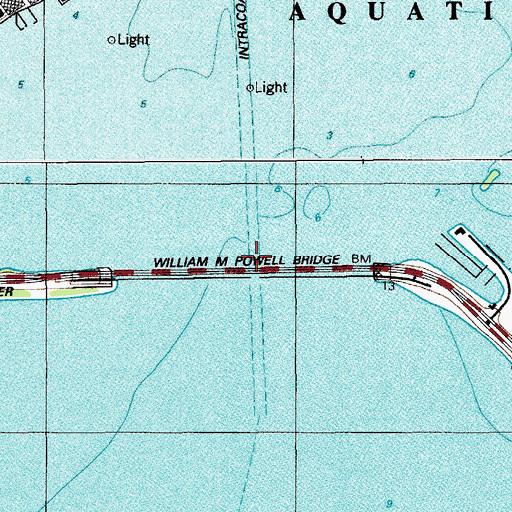 Topographic Map of William M Powell Bridge, FL