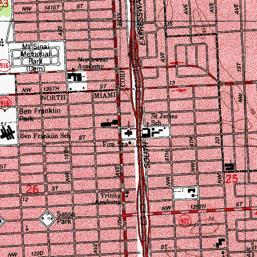 Topographic Map of Saint James Church, FL