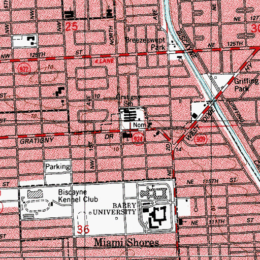 Topographic Map of Stanton Memorial North Shore Church, FL