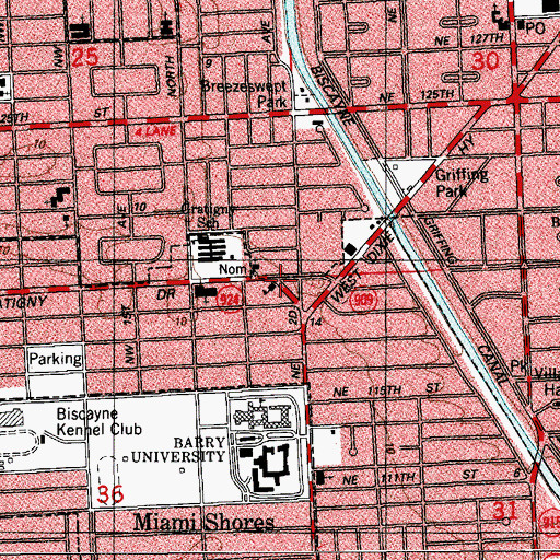 Topographic Map of Von Wedel Gardiner School, FL