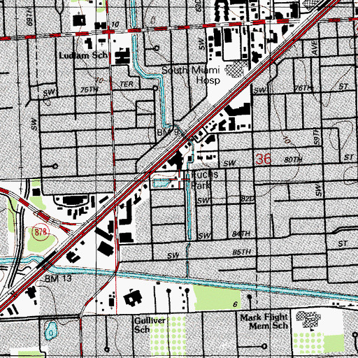 Topographic Map of Fuchs Park, FL