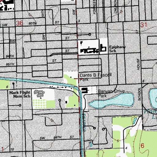 Topographic Map of Dante B Fassell Park, FL