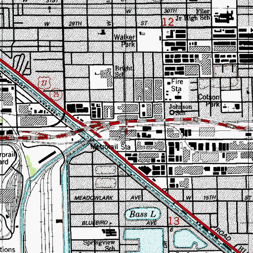 Topographic Map of Okeechobee Metrorail Station, FL
