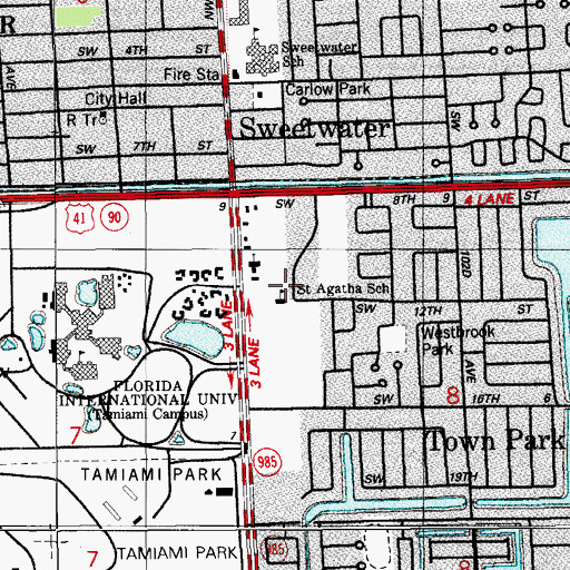 Topographic Map of Saint Agatha Church, FL