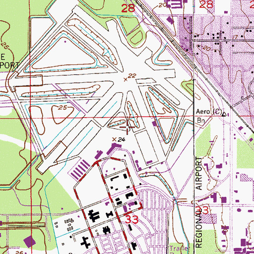 Topographic Map of Melbourne International Airport, FL
