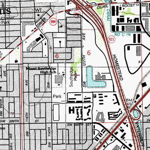 Topographic Map of Southridge Park, FL