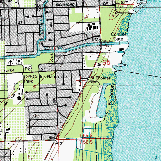 Topographic Map of Saint Thomas Church, FL