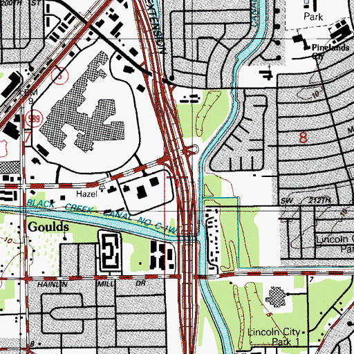 Topographic Map of South Dade Government Center, FL