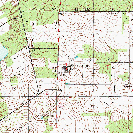Topographic Map of Shady Hill Elementary School, FL