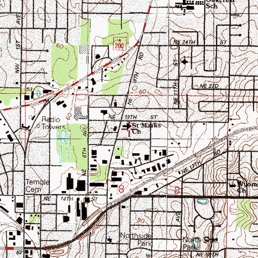 Topographic Map of Saint Mark's United Methodist Church, FL