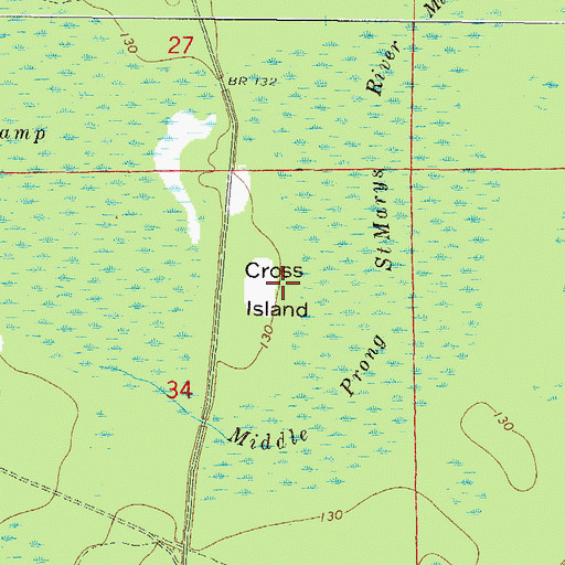 Topographic Map of Cross Island, FL