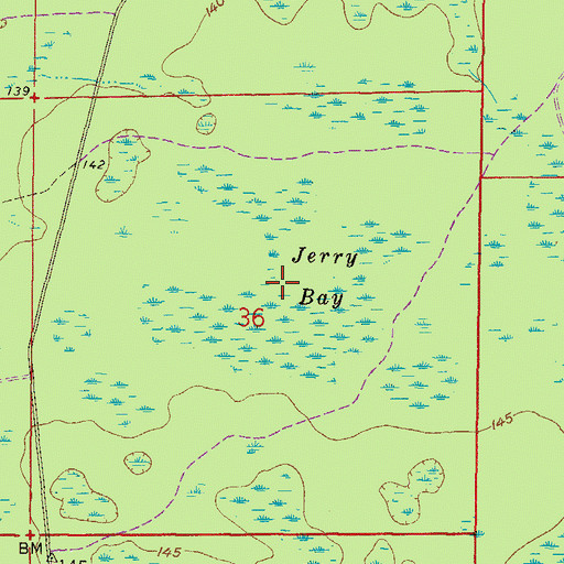 Topographic Map of Jerry Bay, FL