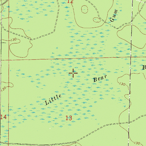 Topographic Map of Little Bear Bay, FL