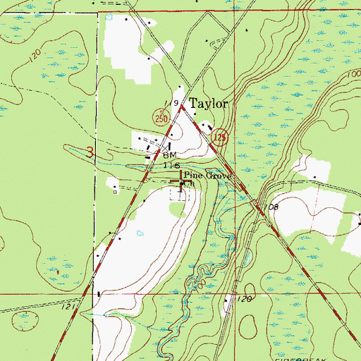 Topographic Map of Pine Grove Church, FL
