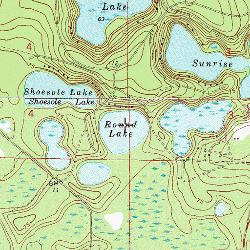 Topographic Map of Round Lake, FL
