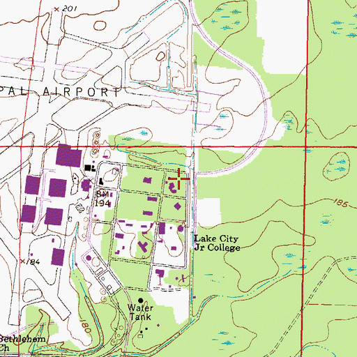 Topographic Map of Columbia High Adult Education School, FL