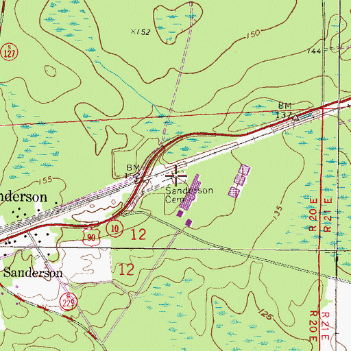 Topographic Map of Sanderson Cemetery, FL