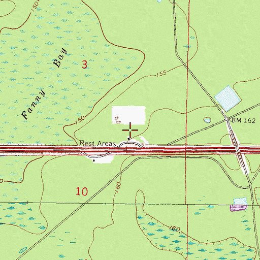 Topographic Map of Interstate 10 Rest Area North, FL