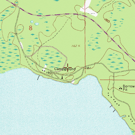 Topographic Map of Ocean Pond Campground, FL