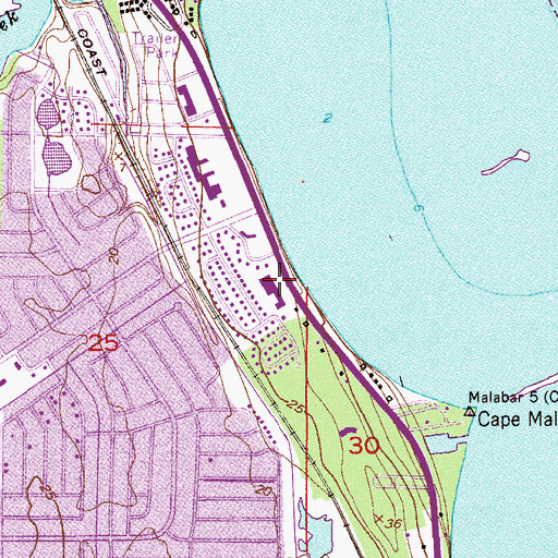 Topographic Map of Port Malabar Plaza, FL