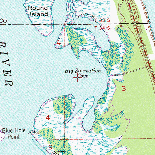 Topographic Map of Big Starvation Cove, FL