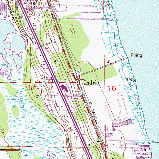 Topographic Map of Indrio, FL