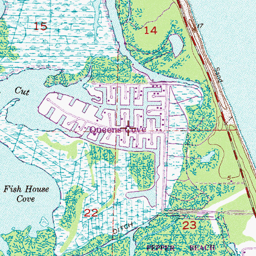 Topographic Map of Queens Cove, FL