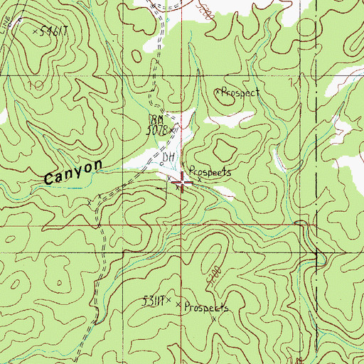 Topographic Map of Lacey Forks Canyon, AZ