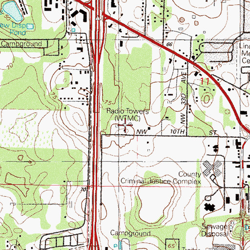 Topographic Map of WTMC-AM (Ocala), FL