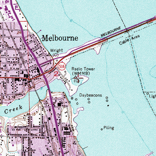 Topographic Map of WCIF-FM (Melbourne), FL