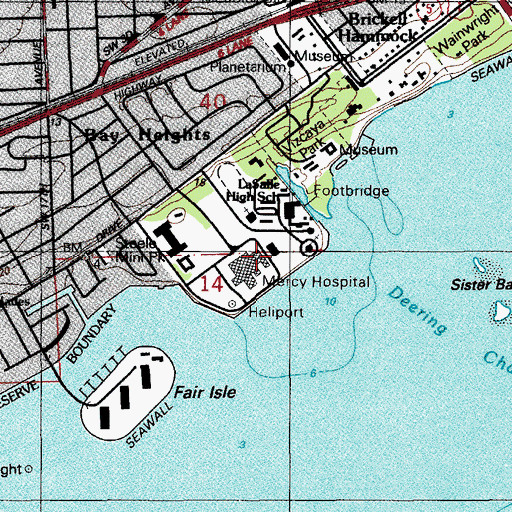Topographic Map of Mercy Hospital Heliport, FL