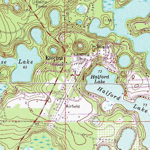 Topographic Map of Woods and Lakes Airpark, FL