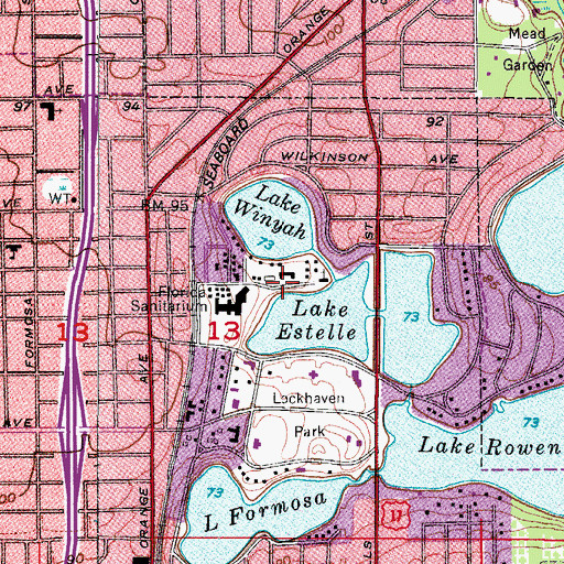 Topographic Map of Florida Hospital Heliport, FL
