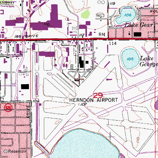 Topographic Map of Executive Airport, FL