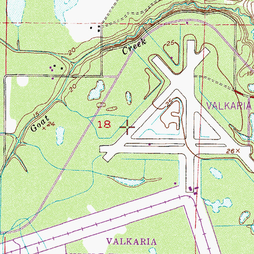 Topographic Map of Valkaria Airport, FL