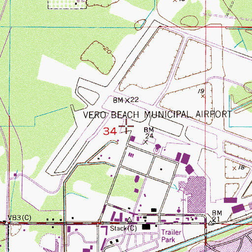 Topographic Map of Vero Beach Regional Airport, FL