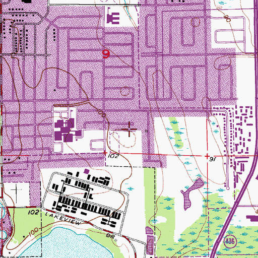 Topographic Map of WPFL-FM (Winter Park), FL