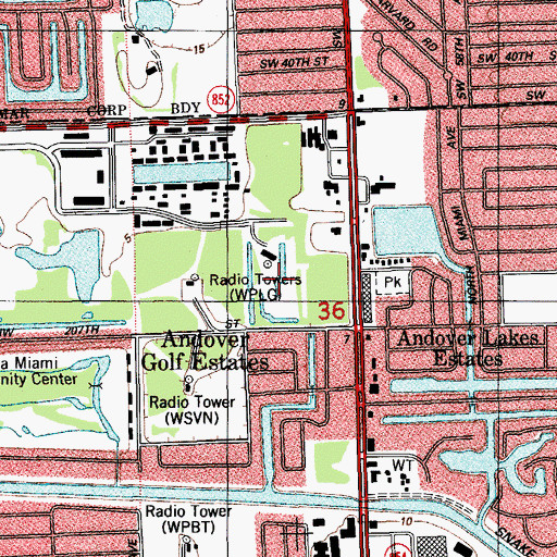 Topographic Map of WBFS-TV (Miami), FL