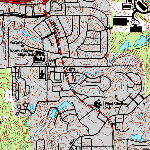 Topographic Map of Adams Cemetery, GA